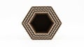 Hexagonal cardboard pattern isolated on white background Royalty Free Stock Photo