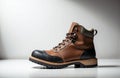 A rugged leather work boot with sturdy construction and durable sole Royalty Free Stock Photo