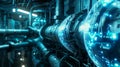 Futuristic Industrial Pipeline with Digital Interface, Generative AI Royalty Free Stock Photo