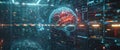 Futuristic AI Brain Interface in a Digital Environment