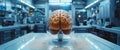 Futuristic AI Brain Interface in a Digital Environment