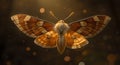 Illustration of a moth with detailed patterned wings glowing in warm light style Royalty Free Stock Photo