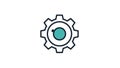 High detail metallic gear icon with turquoise center isolated on white background for engineering and technology designs Royalty Free Stock Photo