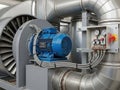 Industrial motor and piping system isolated on white background Royalty Free Stock Photo