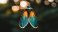 The image features an iridescent insect pupa in close-up, with a softly focused bokeh background Royalty Free Stock Photo