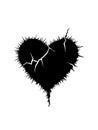 Jagged Broken Heart Silhouette for Tattoo and Graphic Design Royalty Free Stock Photo