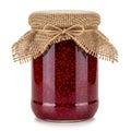 Jar of raspberry jam isolated on white background Royalty Free Stock Photo