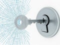 Key in lock with binary code isolated on white background Royalty Free Stock Photo