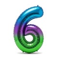 Shimmering foil balloon number six in vibrant gradient colors Royalty Free Stock Photo
