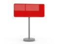 A large red rectangular sign standing on a gray pole against a white background Royalty Free Stock Photo