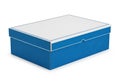 A large blue storage box with a gray lid sitting on a white background Royalty Free Stock Photo