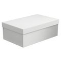 A large, clean, and empty white box with a lid sitting on a white background isolated on transparent background Royalty Free Stock Photo