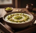 Creamy Rice Pudding with Pistachios and Almonds: A Refined Dessert with Oriental Flavours Royalty Free Stock Photo