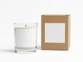 Candle and box isolated on white background Royalty Free Stock Photo