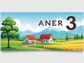 Aner 3 logo with rural scene isolated on white background Royalty Free Stock Photo