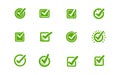 Set of Green Check Mark Icon Vector illustration on isolated Background. Royalty Free Stock Photo
