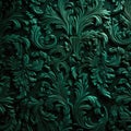 Elegant Emerald Green Baroque Pattern Background, AI Generated