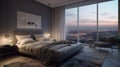 Honeymoon Suite with Panoramic City View During Sunset