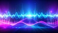 Vibrant Sound Wave Visualization with Glowing Lines and Pulsing Lights Royalty Free Stock Photo
