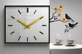 The image features a meticulously crafted wall clock, set against a pristine white backdrop. Royalty Free Stock Photo