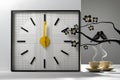 The image features a meticulously crafted wall clock, set against a pristine white backdrop. Royalty Free Stock Photo