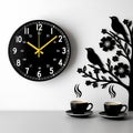 The image features a meticulously crafted wall clock, set against a pristine white backdrop. Royalty Free Stock Photo