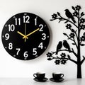 The image features a meticulously crafted wall clock, set against a pristine white backdrop. Royalty Free Stock Photo