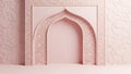 Elegant Pink Islamic Architectural Arch With Intricate Patterns Royalty Free Stock Photo