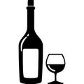 Wine Bottle and Glass Silhouette Vector for Design and Decoration Royalty Free Stock Photo