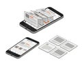 Mobile app wireframes isolated on white background Royalty Free Stock Photo