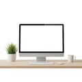 Modern computer setup isolated on white background Royalty Free Stock Photo