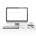 Modern computer workstation isolated on white background Royalty Free Stock Photo