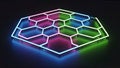 Colorful Neon Hexagonal Grid Structure on Dark Background Royalty Free Stock Photo