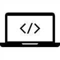 Laptop with Coding Symbols Vector for Technology and Programming Design Projects