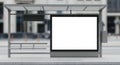 Blank Digital Billboard at Modern Bus Stop Shelter Mockup Royalty Free Stock Photo