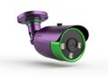 Purple and green security camera isolated on white background Royalty Free Stock Photo