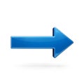 A sleek blue arrow pointing to the right on a plain background Royalty Free Stock Photo
