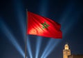 The image features the Moroccan flag, prominently displaying a red Royalty Free Stock Photo