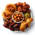 A delicious assortment of Middle Eastern sweets and snacks on a white plate Royalty Free Stock Photo