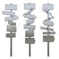 Multiple directional signposts isolated on white background Royalty Free Stock Photo