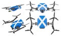 Advanced Drones with Scottish Saltire Flag Design Isolated on Black