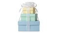 Stack of colored gift boxes with ribbons Royalty Free Stock Photo