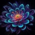 Neon Lotus: Electric Blue & Purple Flower, generative ai Royalty Free Stock Photo