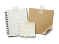 Notebook, paper, and cardboard sheets isolated on white background Royalty Free Stock Photo