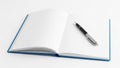 Open notebook and pen isolated on white background isolated on white background Royalty Free Stock Photo