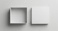 Illustration of open white box and closed white box isolated on white background, offering versatile packaging and storage Royalty Free Stock Photo