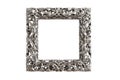 An ornate silver picture frame with intricate designs on a white background Royalty Free Stock Photo