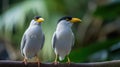 Couple of Bali Mynah Birds on a Tree Branch Royalty Free Stock Photo