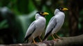 Couple of Bali Mynah Birds on a Tree Branch Royalty Free Stock Photo