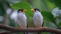 Couple of Bali Mynah Birds on a Tree Branch Royalty Free Stock Photo